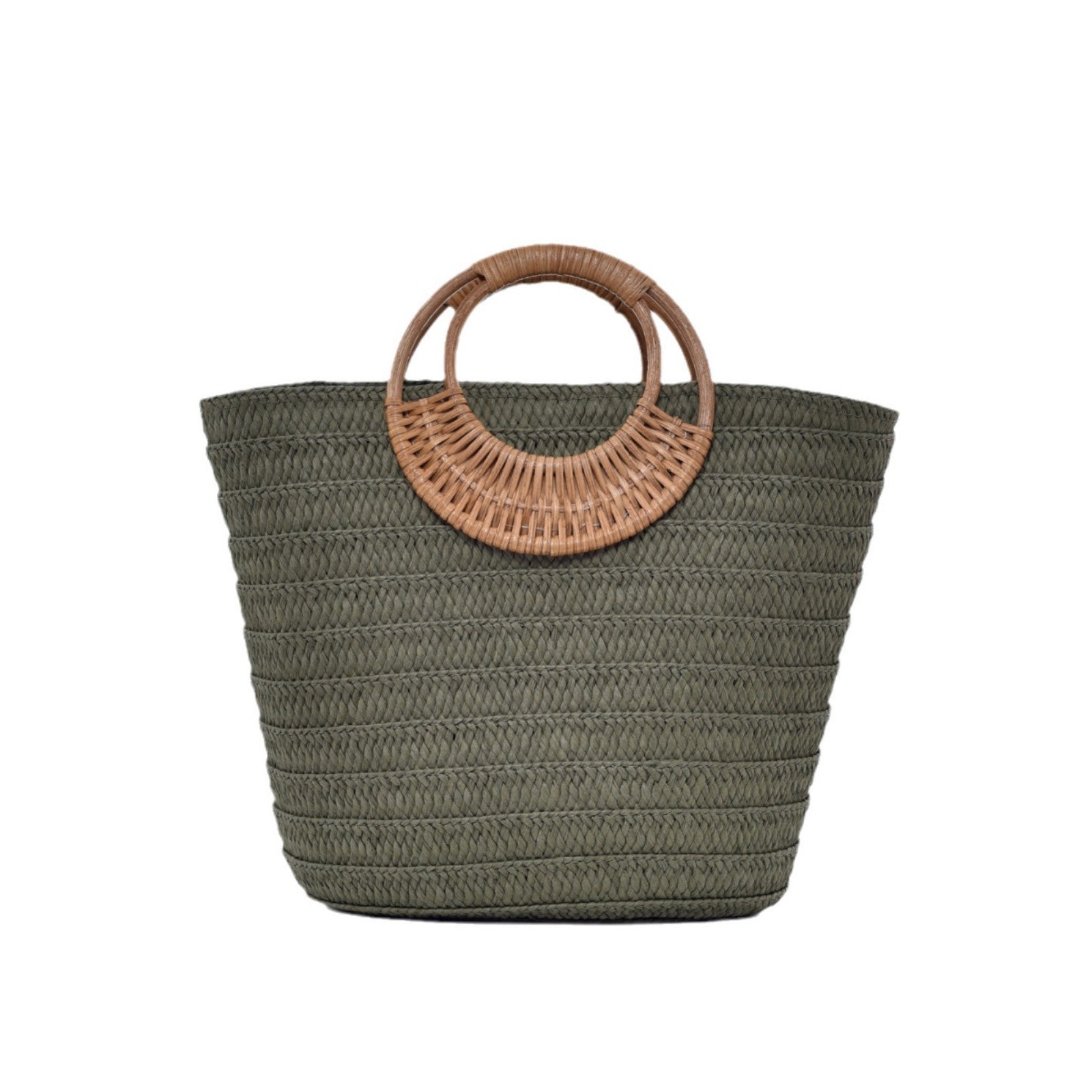 Straw Weave Round Handle Tote Bag - Large Capacity Women's Summer Beach Bag