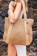 Woven Straw Carryall Tote Bag – Large Everyday Beach & Market Bag