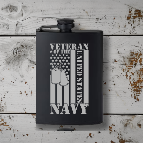 Engraved 8 oz Black Powder-Coated Flask – Funny, Patriotic, Sports & Themed Designs