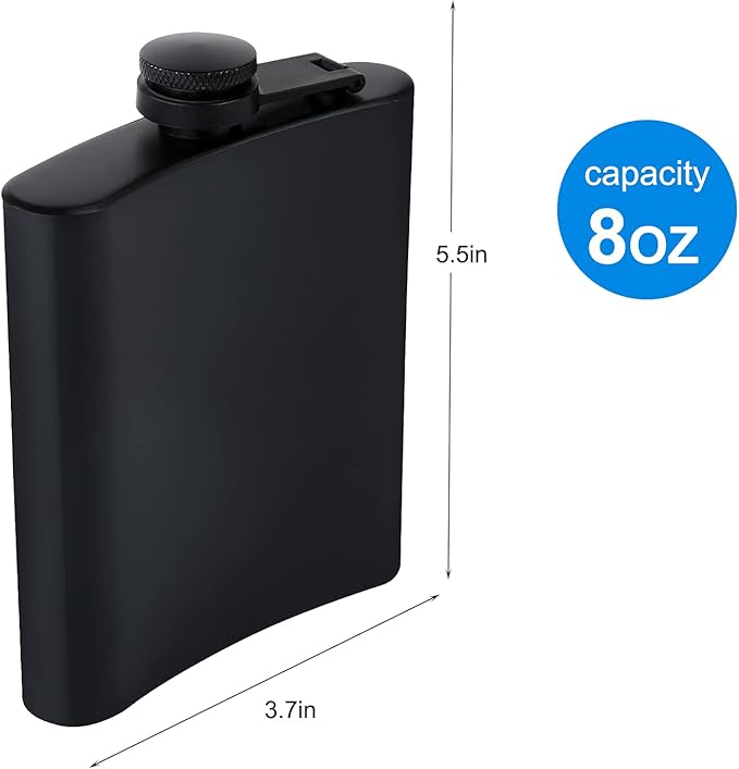 Engraved 8 oz Black Powder-Coated Flask – Funny, Patriotic, Sports & Themed Designs