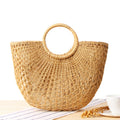 Colorful Tassel Yarn Ball Straw Woven Beach Bag