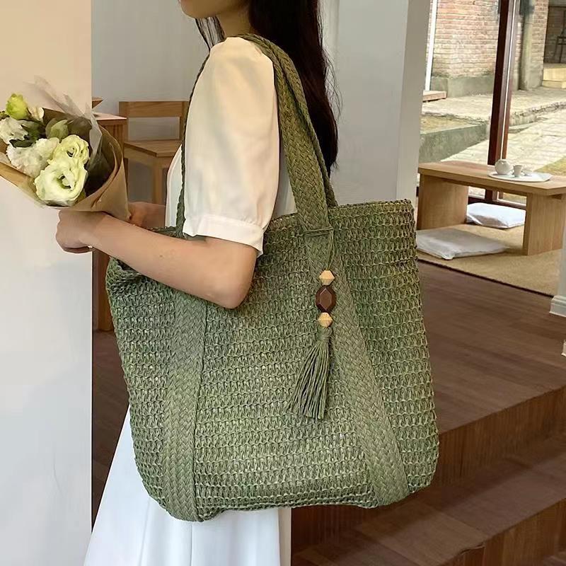 2024 New Korean Style Woven Beach Bag for Casual Use