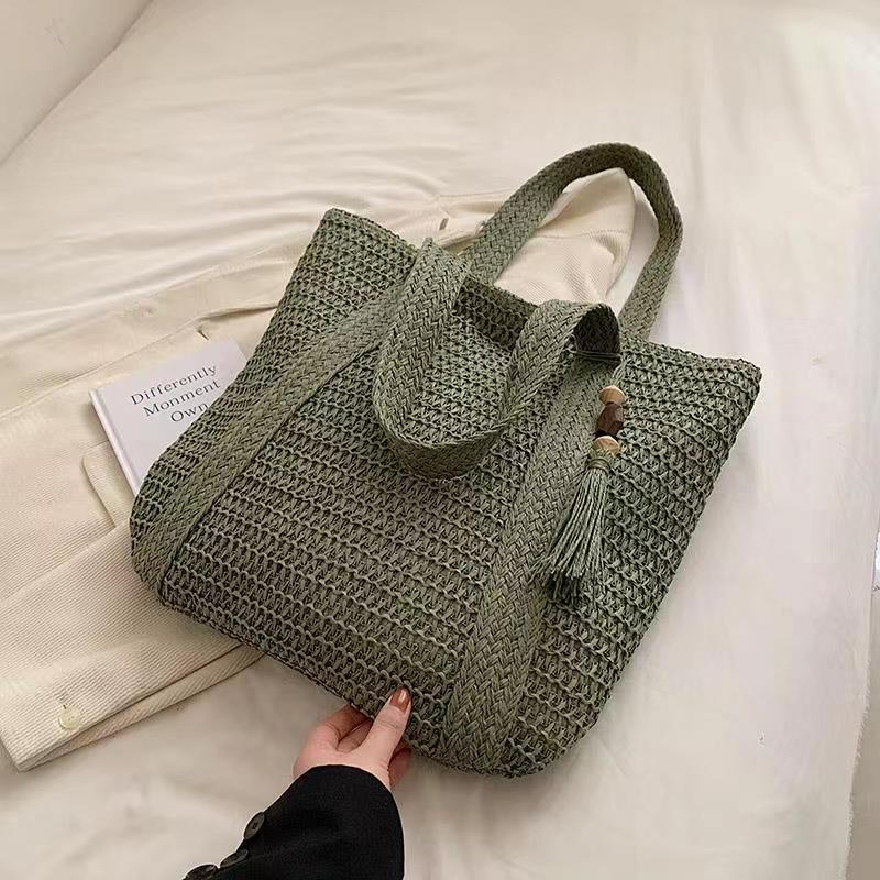 2024 New Korean Style Woven Beach Bag for Casual Use
