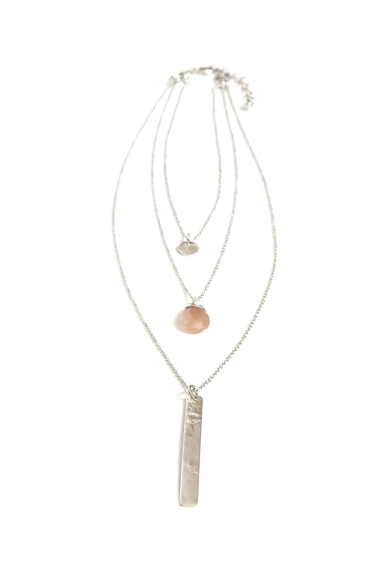Triple Strand Multi-Way Pendant Necklace - Silver