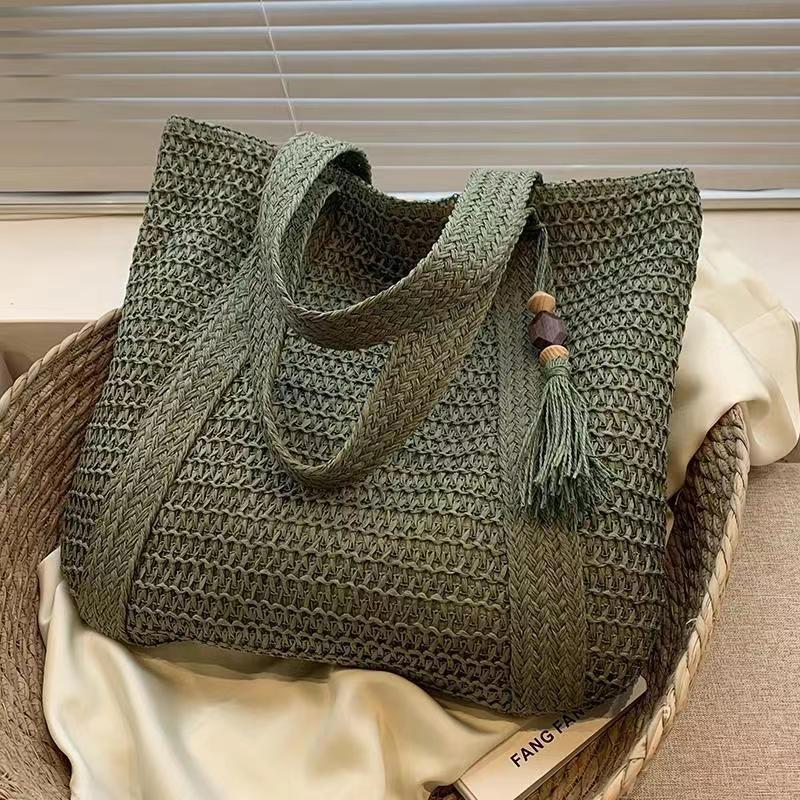 2024 New Korean Style Woven Beach Bag for Casual Use
