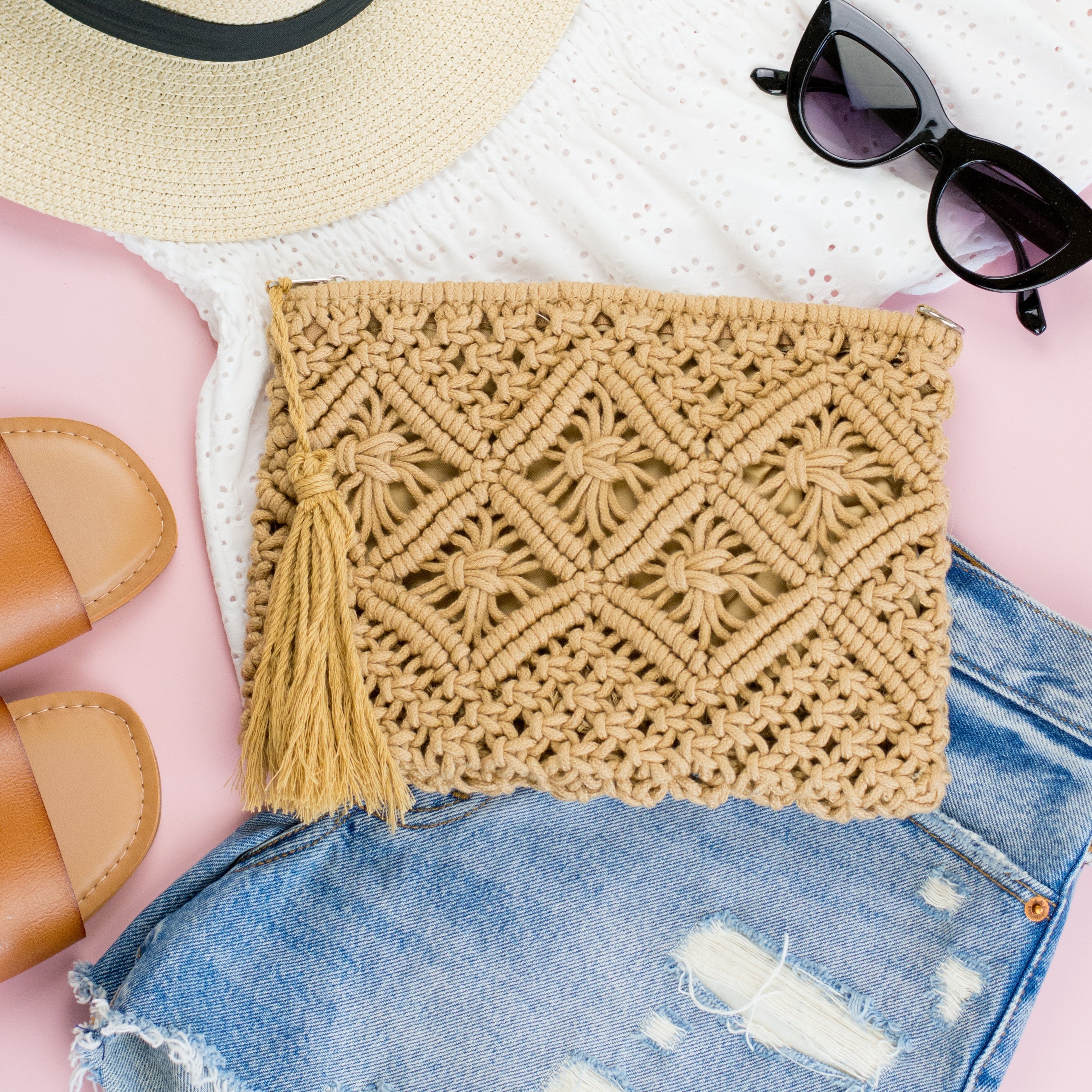 Macrame Tassel Clutch