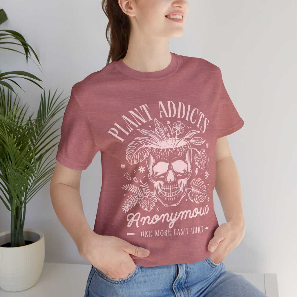 Funny Plant Addicts Anonymous T-Shirt | Botanical Skull Tee