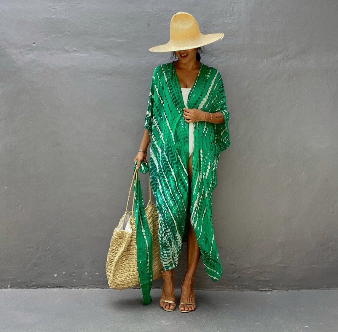 Women¡¯s Rayon Tie-Dye Beach Cover-Up ¨C Vacation Bikini Kimono, Sun Protection Swimsuit Outerwear