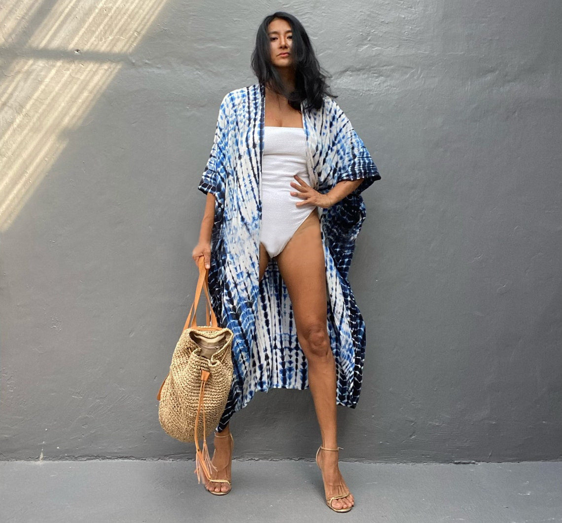 Women¡¯s Rayon Tie-Dye Beach Cover-Up ¨C Vacation Bikini Kimono, Sun Protection Swimsuit Outerwear