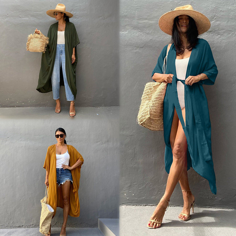 Open-Front Beach Bikini Cardigan ¨C Women¡¯s Vacation Swimsuit Cover-Up, Sun Protection Outerwear