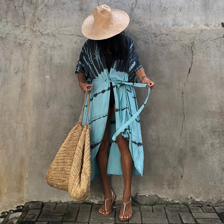 Women¡¯s Rayon Tie-Dye Beach Cover-Up ¨C Vacation Bikini Kimono, Sun Protection Swimsuit Outerwear