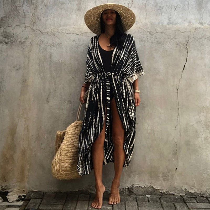 Women¡¯s Rayon Tie-Dye Beach Cover-Up ¨C Vacation Bikini Kimono, Sun Protection Swimsuit Outerwear