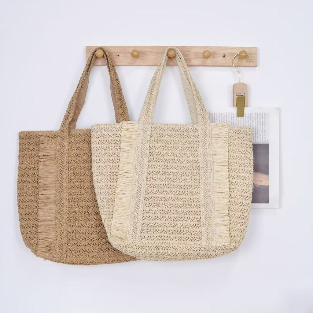 Handwoven Straw Beach Tote – Women’s Vacation Shoulder Bag, Large Capacity Woven Purse
