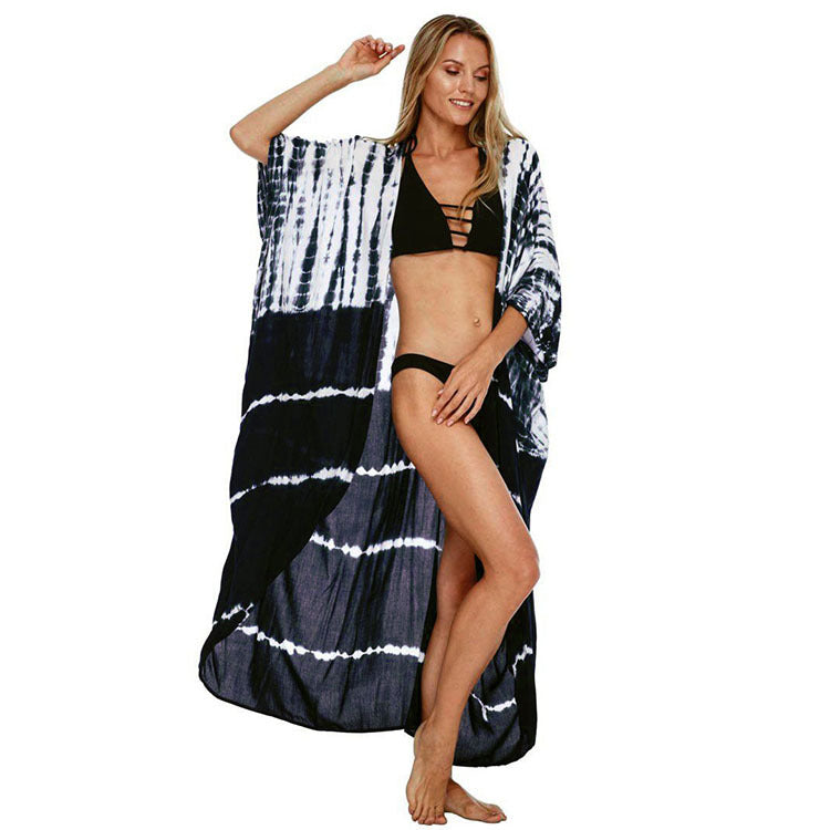 Women¡¯s Rayon Tie-Dye Beach Cover-Up ¨C Vacation Bikini Kimono, Sun Protection Swimsuit Outerwear