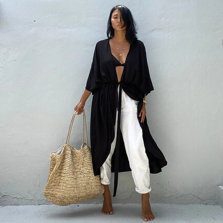 Open-Front Beach Bikini Cardigan ¨C Women¡¯s Vacation Swimsuit Cover-Up, Sun Protection Outerwear