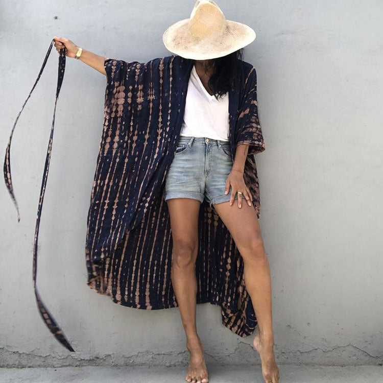 Women¡¯s Rayon Tie-Dye Beach Cover-Up ¨C Vacation Bikini Kimono, Sun Protection Swimsuit Outerwear