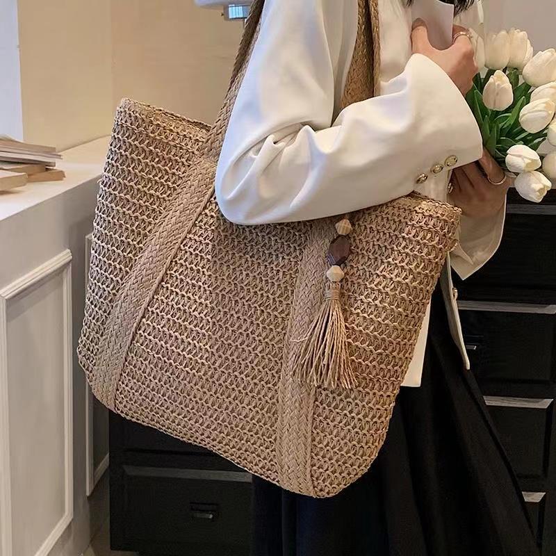 2024 New Korean Style Woven Beach Bag for Casual Use